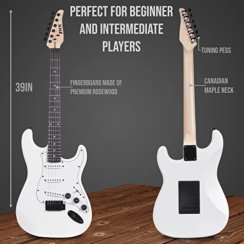 LyxPro Electric Guitar 39" Beginner Starter Kit with 20W Amp, Black B69338