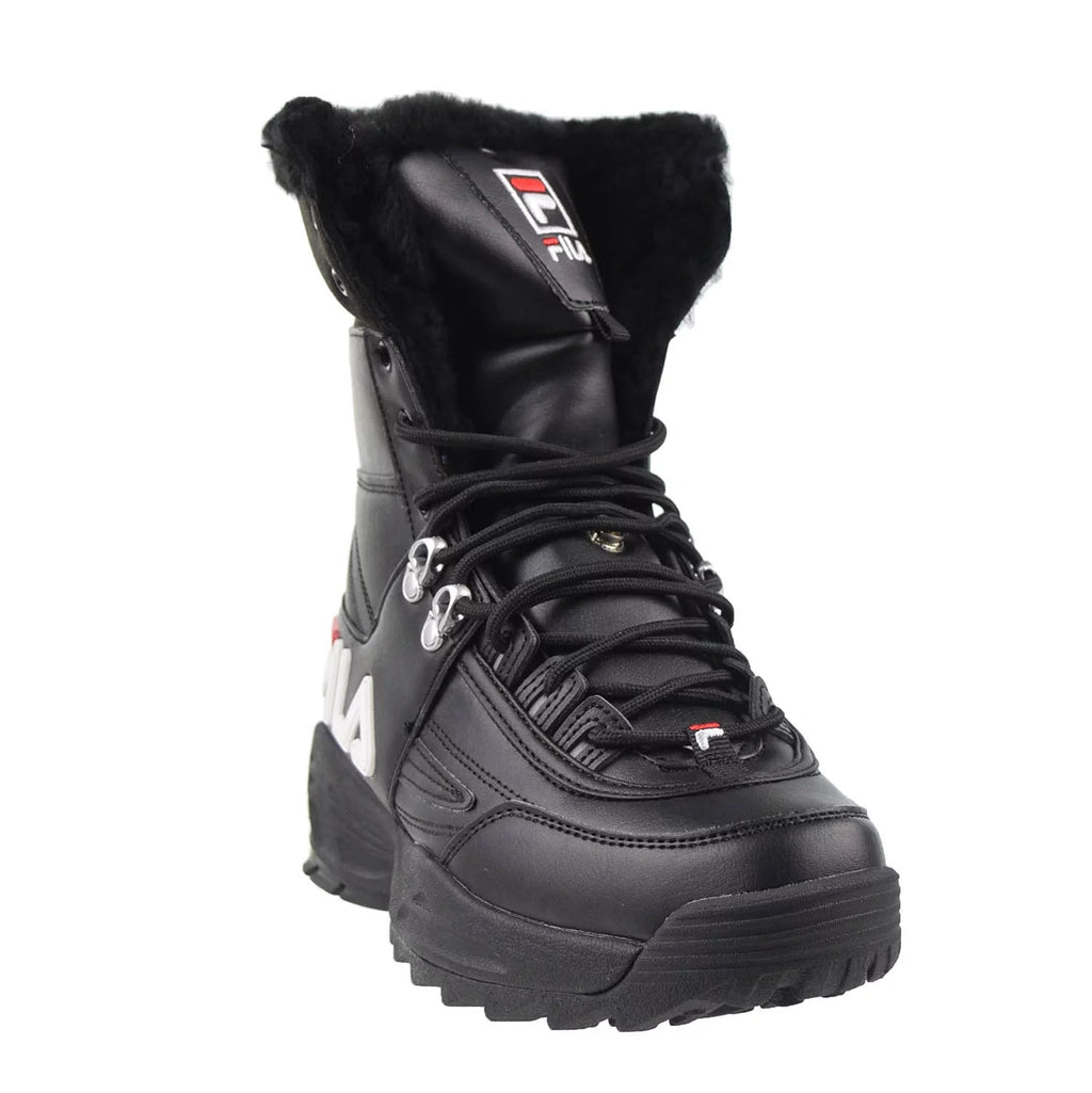 Fila Disruptor Shearling Women's Boots Black-White-Red S1728