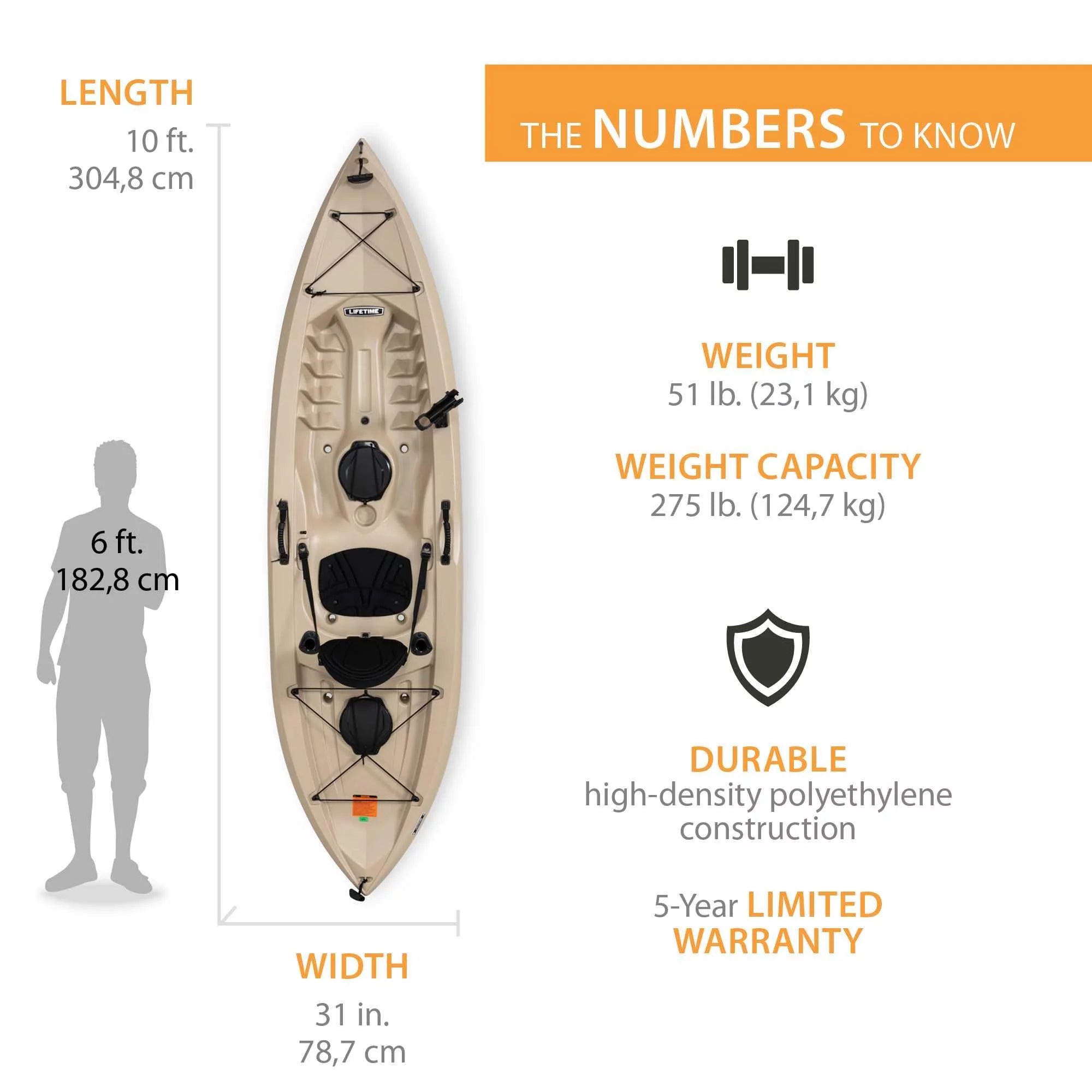 Lifetime Tamarack Angler 100 Fishing Kayak 2-Pack with Paddles, Tan Z2448