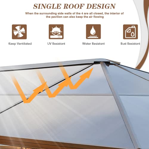 EROMMY 10' x 12' Hardtop Gazebo with Aluminum Frame and Double Roof Q573