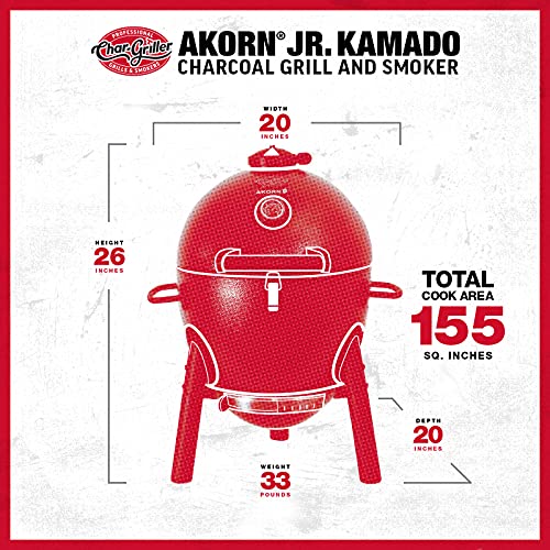 Char-Griller AKORN Jr. Portable Kamado Charcoal Grill and Smoker with Cast Iron Grates U287745