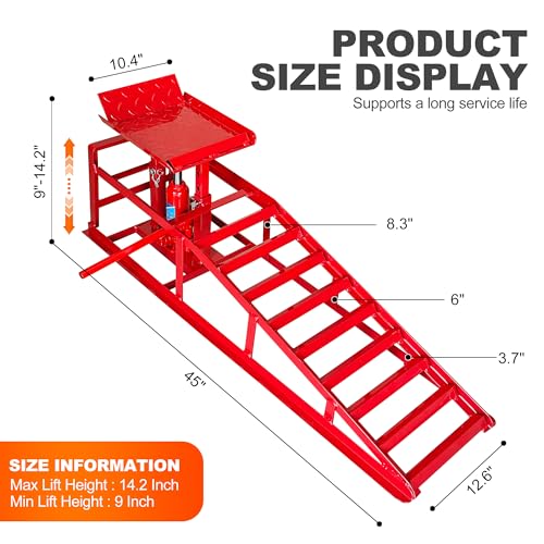 2 Pack Hydraulic Car Ramps 11050LBS High Lift 9"-14.2" Heavy Duty Steel M6524