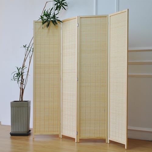 Bamboo Room Divider 6 Panel Folding Screen 67"H x 92.1"W X2437
