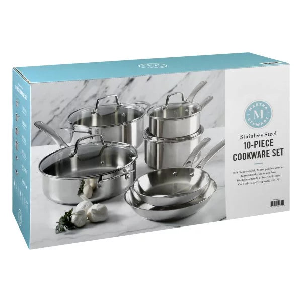 Martha Stewart 10pc Stainless Steel Cookware Set B848214