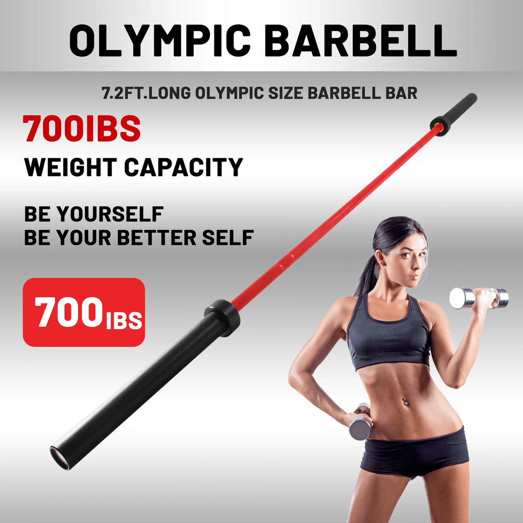 Olympic Barbell Bar 7ft with Knurled Grip, 700lb Capacity C749