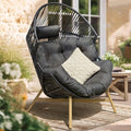 Bme Heavy Duty Wicker Egg Chair for Indoor & Outdoor, Black Base N148
