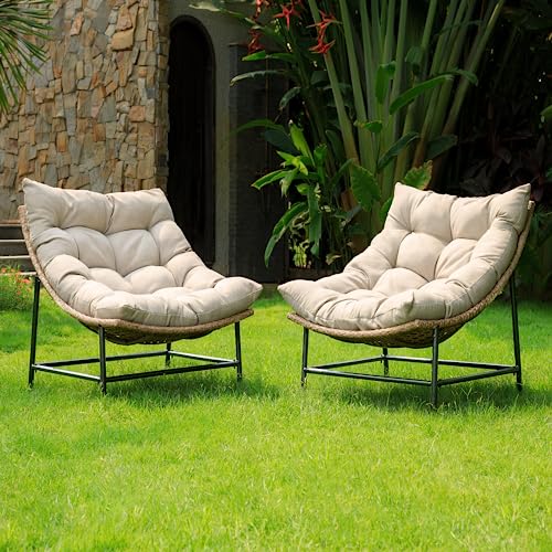 Bme Heavy Duty Wicker Egg Chair for Indoor & Outdoor, Black Base N148
