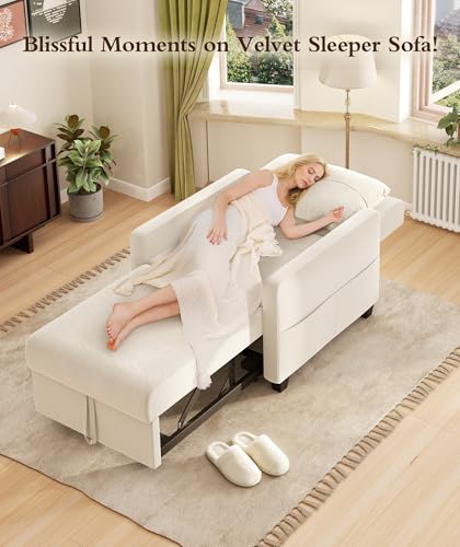3 in 1 Convertible Sleeper Chair Sofa Bed with Adjustable Backrest, Blue M92497