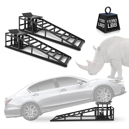 2 Pack Hydraulic Car Ramps 11050LBS High Lift 9"-14.2" Heavy Duty Steel M6524