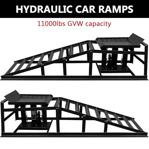 Hydraulic Car Ramps 2 Pcs 11000lbs with Support Jack J180