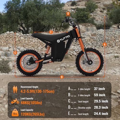 Tuttio Soleil 01 Electric Dirt Bike 2000W, 37MPH, 14"/12" Fat Tires C8179