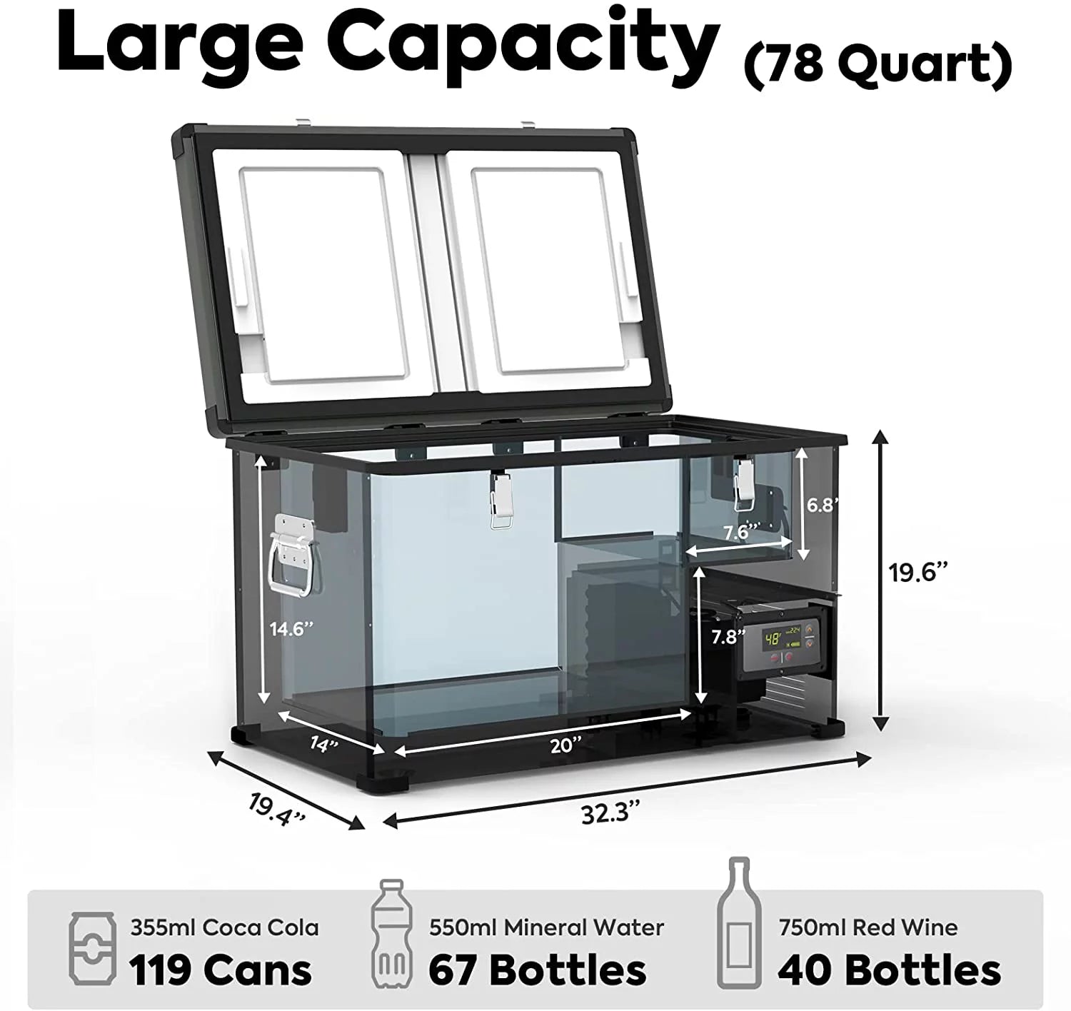 ICECO VL74 Single Zone 74L Portable Refrigerator with SECOP Compressor H31664