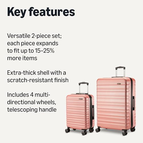 Amazon Basics 21" Hardside Carry-On Luggage with Wheels, Expandable, Black L489