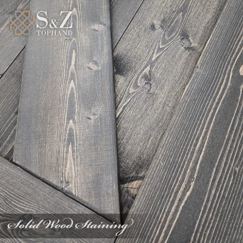 S&Z TOPHAND® 20 in x 84 in Elephant Gray British Brace Knotty Barn Door with 4FT Sliding Hardware Kit G149446