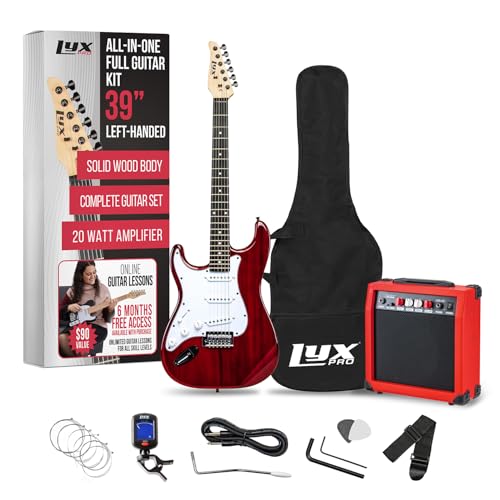 LyxPro Electric Guitar 39" Beginner Starter Kit with 20W Amp, Black B69338