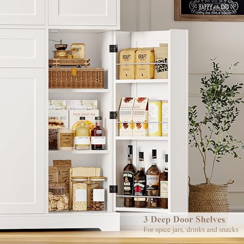 HOSTACK 68" Tall Kitchen Pantry Storage Cabinet with Doors and Shelves, White W23162