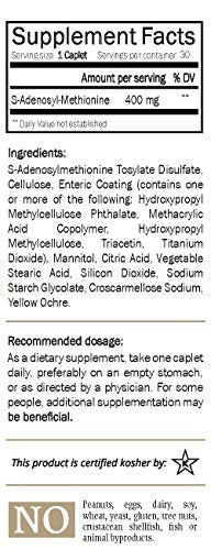 Nature's Trove SAM-e 400mg 30 Enteric Coated Caplets, Vegan, Non-GMO E215047