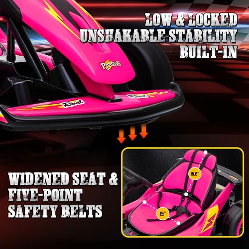 24V Electric Go Kart for Kids with 400W Motors, EVA Tires, Rose Red N76721