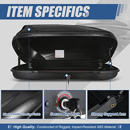 Auto Dynasty Hard Shell Roof Top Car Storage Cargo Carrier, Glossy Black L344