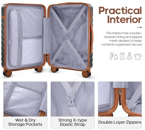 Luggage Sets 3 Piece, Carry On 20 Inch Hardside Suitcase with Spinner Wheels and TSA Lock J67858