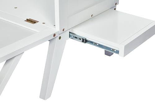 Queen Murphy Bed with Desk and Removable Shelves, USB Port, White H566492