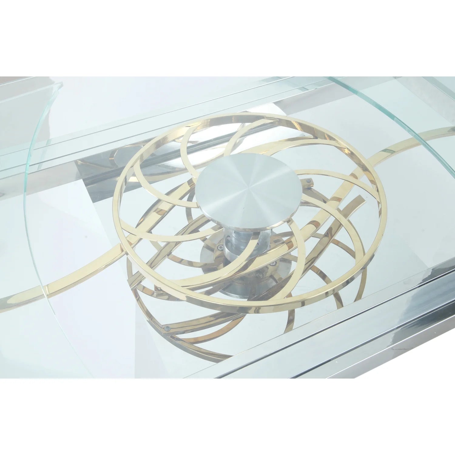 Milan Ariela 59" Steel and Glass Extendable Dining Table I46840