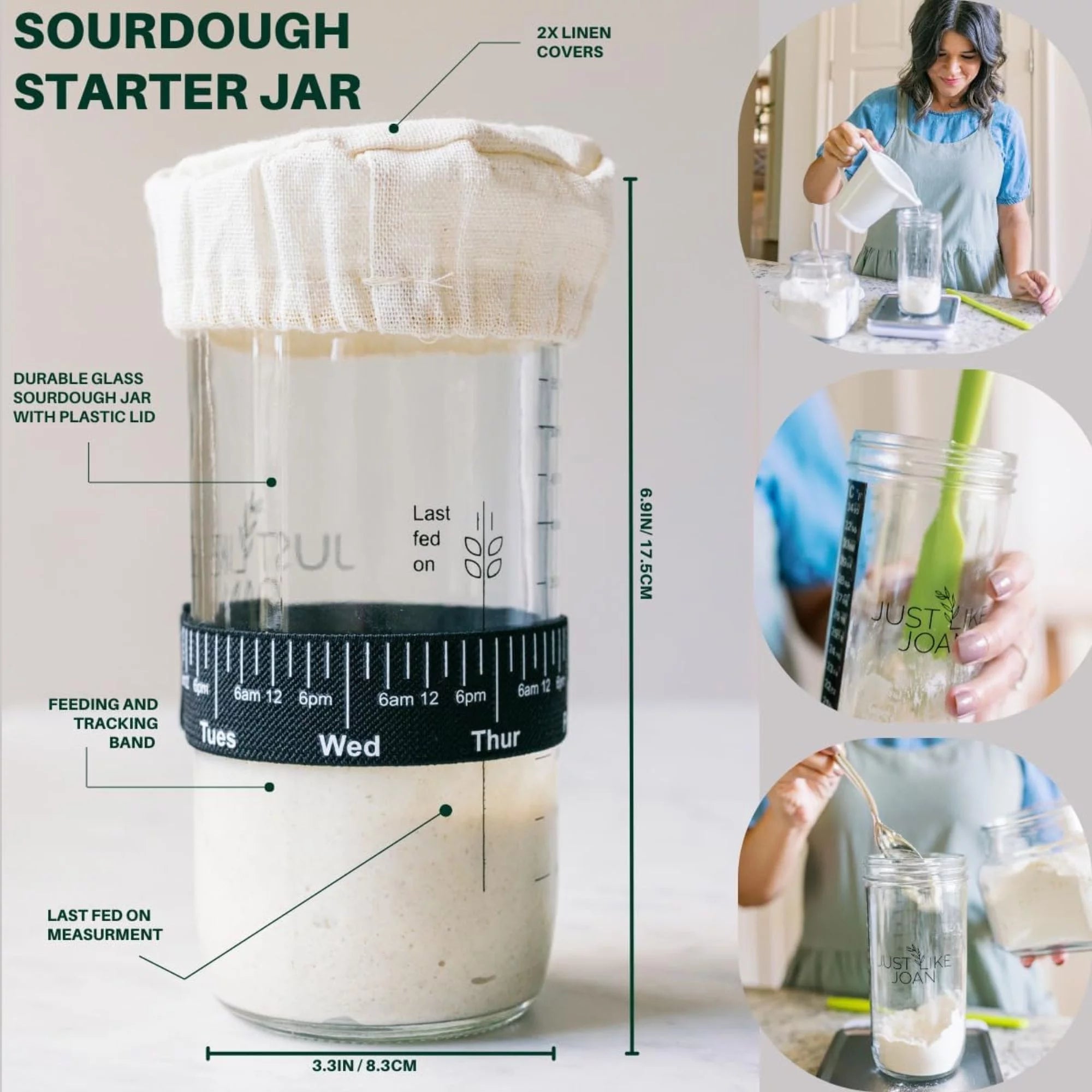 Sourdough Bread Baking Supplies Kit with Starter Jar and Banneton Basket B802