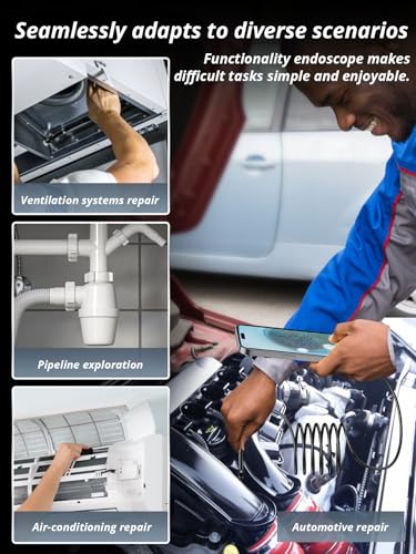 Dual-Lens 1920P HD Endoscope Camera with Light, IP67 Waterproof, 16.4ft for iOS & Android M65854
