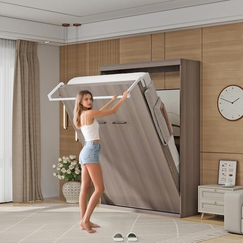 Murphy Bed Full - Space Saving, Convertible Hidden Bed, Brown C7991
