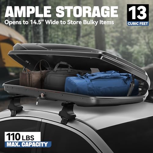 Auto Dynasty Hard Shell Roof Top Car Storage Cargo Carrier, Glossy Black L344