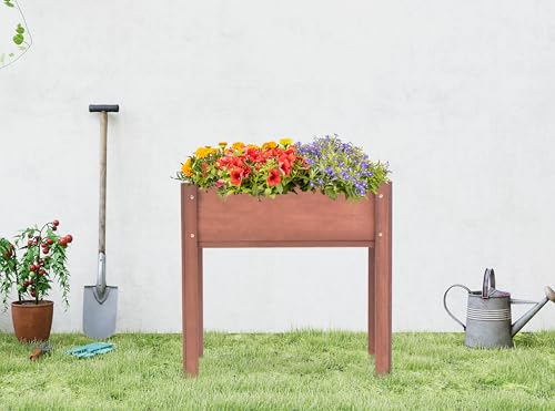 Raised Garden Bed with Legs 40x20x31 Outdoor Wood Planter Box N314255