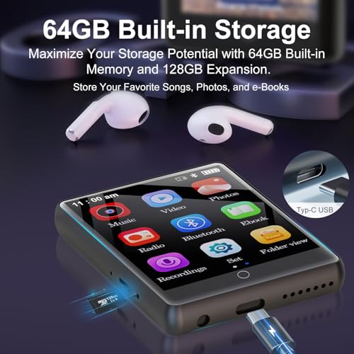 64GB Bluetooth MP3 Player with 2.8-Inch Touch Screen I86679