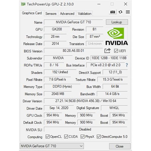 QTHREE GeForce GT 730 4GB DDR3 Low Profile Graphics Card, 2X HDMI, DP, VGA M7130