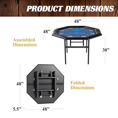 Barrington Folding Poker Table with Padded Rail and Felt Playing Surface D15193