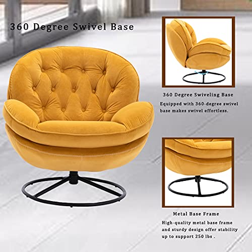 Baysitone Velvet Swivel Accent Chair with Ottoman Set, Modern Lounge Chair, Fruit Green Q36819
