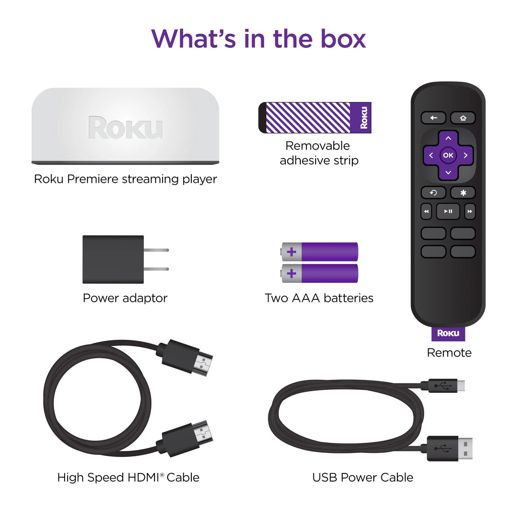Roku Premiere 4K HDR Streaming Media Player with HDMI Cable and Remote I361
