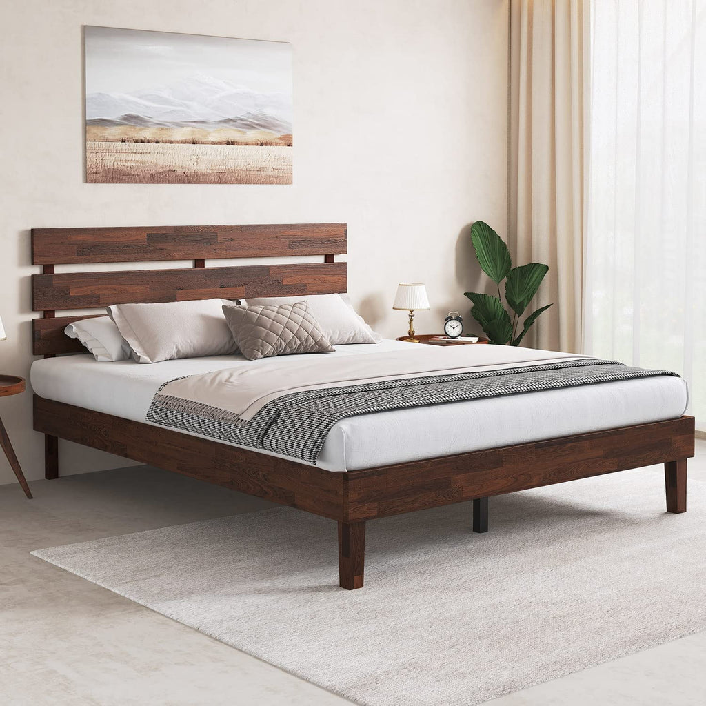 Queen Wood Bed Frame with Headboard, 14 Inch, No Box Spring Needed Z746
