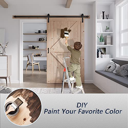 FREDBECK 48in x 80in Sliding Wood Barn Door with 8FT Hardware Kit V8036