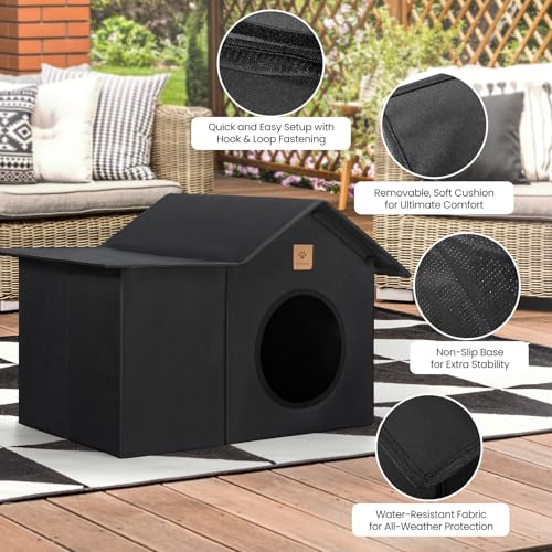 Weatherproof Insulated Outdoor Cat House with Waterproof Oxford Fabric U8928