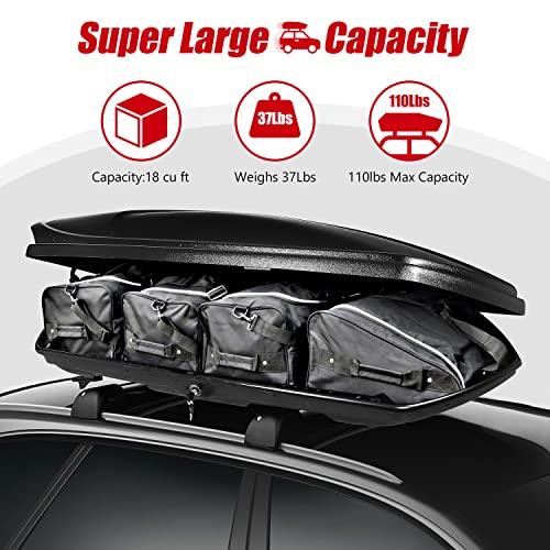 DNA MOTORING Rooftop Cargo Box Lockable Car Top Storage Case 110 Lbs Textured Black P1853