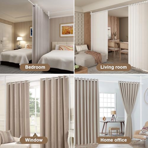 Tension Room Divider Curtain Rod, No Drilling, Heavy Duty Metal, Black L878936