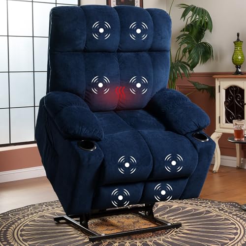 FLEXISPOT XL31 Power Lift Recliner Chair for Elderly, Electric Massage & Heat, PU Leather, Black C786106