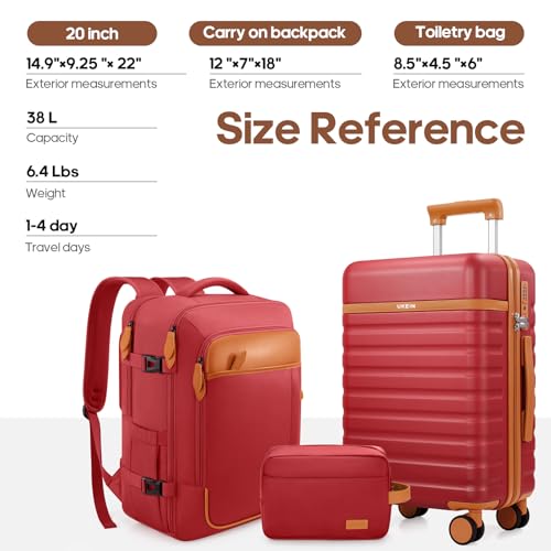 Luggage Sets 3 Piece, Carry On 20 Inch Hardside Suitcase with Spinner Wheels and TSA Lock J67858