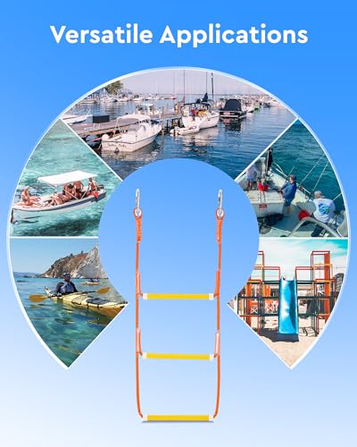 CO-Z 3 Step Removable Dock Ladder for Pontoon Boat, Aluminum Swim Ladder with Nonslip Tread O80708