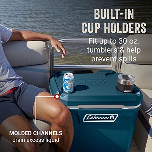 Coleman Classic Series Insulated Rolling Cooler, 65-Quart, Leak-Resistant F832