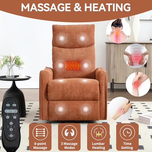Massage Chair Recliner with Heat, Swivel Rocking, High Back Fabric Black V2333