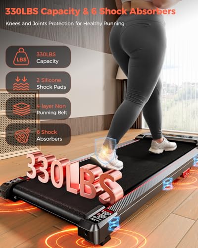 Anylife Walking Pad Treadmill, 2.5HP Portable Under Desk Treadmill with LED Display T5091
