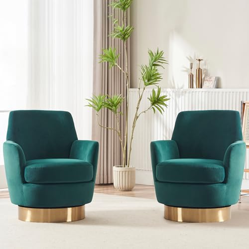 Swivel Barrel Chair Set of 2, Modern Velvet Accent Chairs, Orange P5409