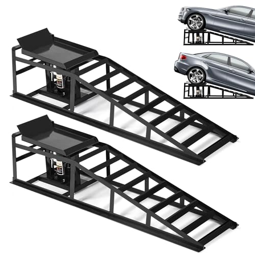 2PCS 5T Hydraulic Car Ramps, Heavy Duty Portable Vehicle Lift for Garage L579958