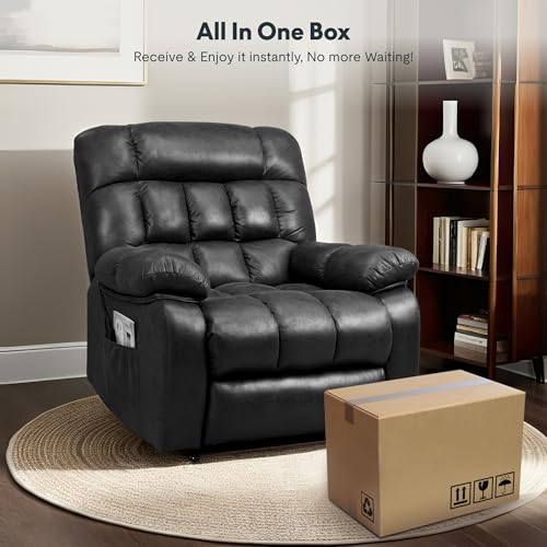 FLEXISPOT XL31 Power Lift Recliner Chair for Elderly, Electric Massage & Heat, PU Leather, Black C786106